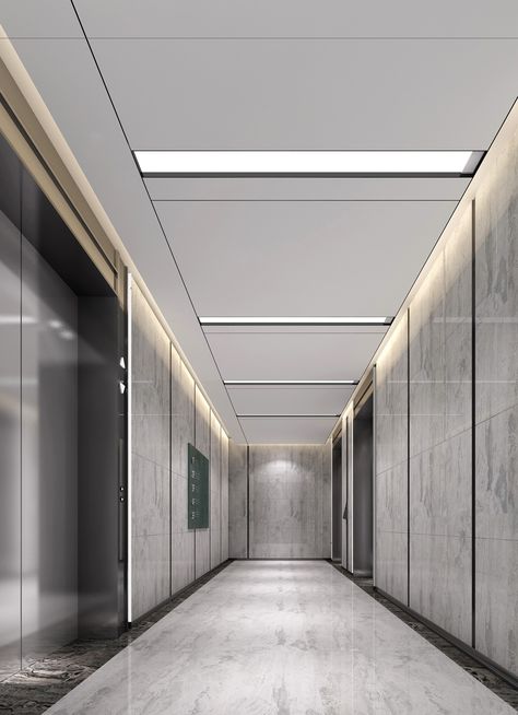 GT Lift Shaft01 Lift Lobby Design, Lift Lobby, Office Ceiling, Elevator Lobby, Hotel Corridor, Corridor Design, Elevator Design, Hospital Interior, Casa Country