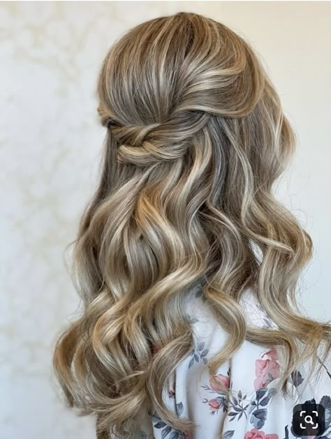 Half Up Half Down Wedding Hair Big Curls, Textured Bridal Hair Half Up, Bridesmaid Hairdo Half Up, Bridal Hair Half Up Side Part, Half Up Half Down Wedding Hair Classy, Bridesmaid Hair Inspo Half Up Half Down, Loose Curls Half Up Half Down, Twist Half Up Half Down, Volume Half Up Half Down