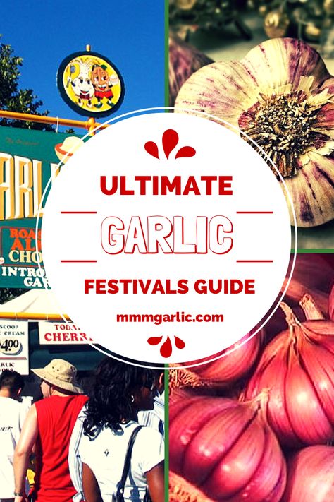 Great guide to garlic festivals in 2014 in the U.S. and Canada - http://www.mmmgarlic.com/garlic-festivals Garlic Festival, Festival Guide, Growing Garlic, Garlic Recipes, Garlic, This Is Us, Festival, Book Cover