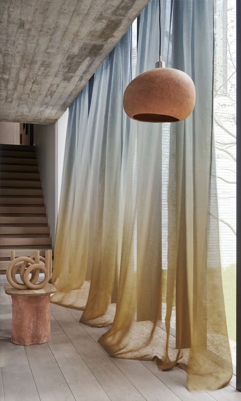 Casamance Winona Color A3979* 3979 06 60 | James Dunlop Textiles Sheer Curtains Bedroom, Sheers Curtains Living Room, Ombre Curtains, Net Curtains, Lace Curtains, Printed Curtains, Curtain Designs, Colorful Curtains, Sheer Curtain