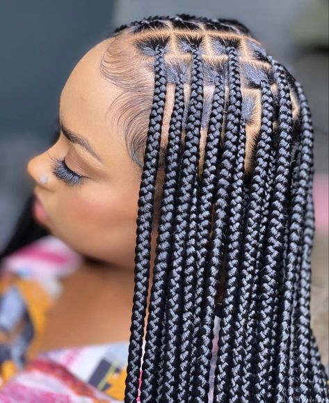 Medium Knotless Box Braids, Braids Medium, Red Box Braids, Medium Knotless, Triangle Box Braids, Box Braid Hair, Colored Box Braids, Knotless Box Braids, Medium Box Braids