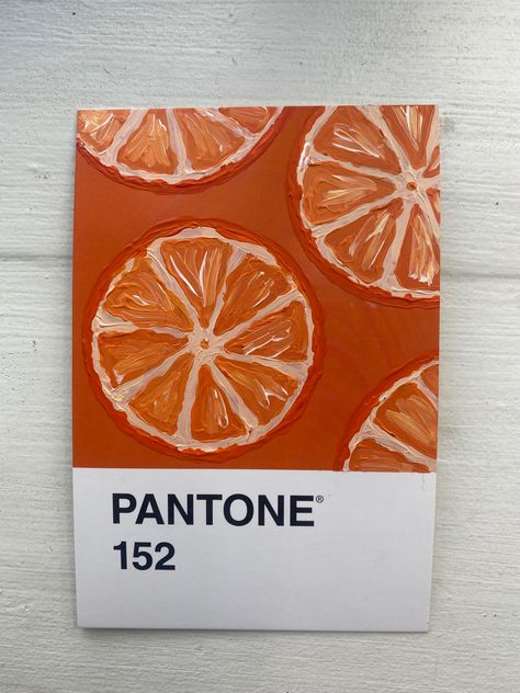 Art, mini canvas art, painting challenge, oranges, orange painting Pantone Drawing, Pantone Painting, Pantone Postcards, Pantone Cards, Pantone Challenge, Pantone Paint, Pantone Art, Pantone Orange, Painting Challenge