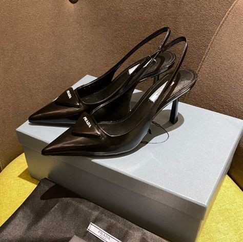 Prada black women's high heels Black Prada Shoes, Prada High Heels, Prada Heels, Prada Shoes, Strappy Heels, Womens High Heels, Prada, High Heels, Outfit Inspo