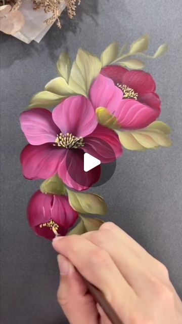 Flower Art Drawing Sketches, Flower Sketching, Flower Painting Videos, Draw Scenery, Flower Petal Art, Floral Paintings Acrylic, Petal Art, Drawing Scenery, Painting Flowers Tutorial