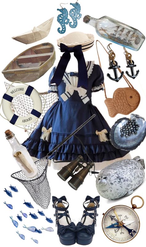 Ocean Academia Aesthetic Outfit, Dark Nautical Aesthetic Outfits, Ocean Academia Outfit, Seacore Outfit, Sea Themed Outfits, Seaside Outfits, Dark Nautical Aesthetic, Sea Outfit, Ocean Stuff