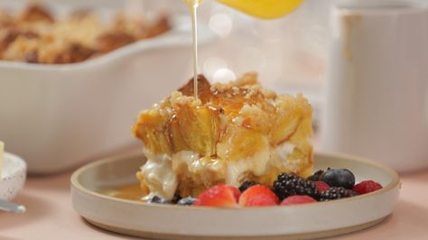 This gooey, lemony casserole is the stuff brunch heroes are made of.   Recipe link in our bio! ( Christopher Broe) #sponsored @landolakesktchn Lemon Curd French Toast, Lemon Ricotta French Toast, Ricotta French Toast, Croissant French Toast, French Toast Bake Recipe, Lemon Head, Overnight French Toast, French Toast Breakfast, Lazy Weekend