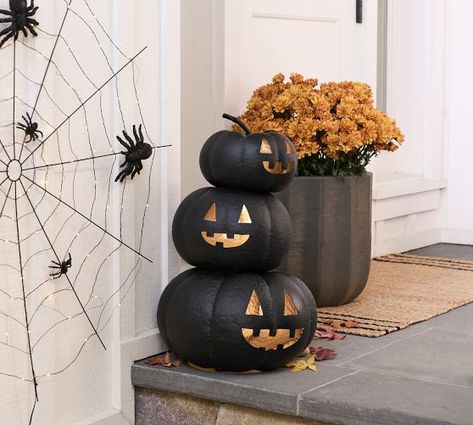 Pottery Barn Pumpkin, Pottery Barn Halloween, Pottery Barn Black, Holiday Decor Halloween, Home Decor Halloween, Faux Pumpkins, Scary Halloween Party, Construction Crafts, Mark And Graham