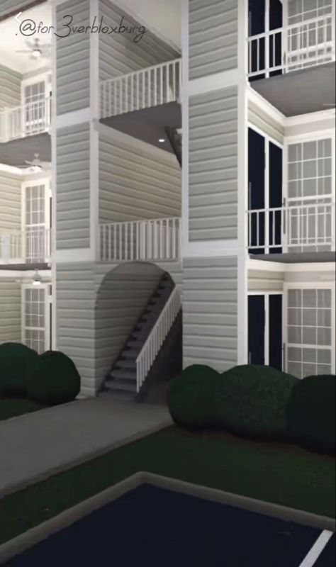 Apartment Inspiration Bloxburg Exterior, Apartment Building Layout Bloxburg, Bloxburg Town Layout Ideas No Large Plot, Town House Layouts, Apartments In Bloxburg, Small Roblox House, House Layouts 2 Story Modern, Bloxburg Town Ideas Layout Small Plot, Roblox Apartment