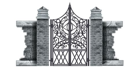 Gothic Iron Gate, Mansion Entrance, Victorian Gate, Gothic Gate, Iron Architecture, Wrought Iron Sign, Autumn School, Metal Gate, Brick Art