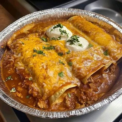 Grandma's cooking recpes | Mexican Beef Enchiladas 🌮🧀🥩 | Facebook Mexican Beef Enchiladas, Mexican Food Recipes Enchiladas, Mini Crockpot Recipes, Mexican Enchiladas, Italian Chicken Pasta, Mexican Food Dishes, Enchilada Ingredients, Mexican Beef, Recipes Mexican