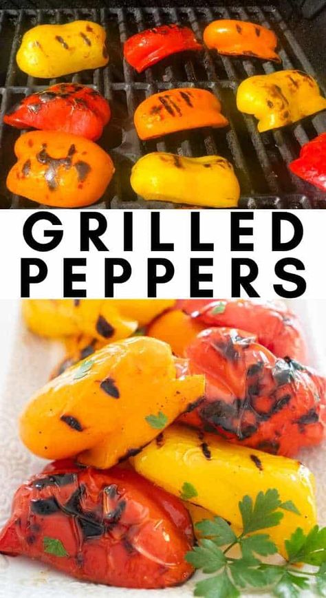 Grilled Bell Peppers are a super easy side dish packed with flavor. Once you learn how to grill peppers, you'll be sure to turn to this easy recipe time and again. Grilled Red Peppers Recipe, Grill Peppers On Grill, Grilled Peppers Bbq, Grilling Peppers On The Grill, Grilled Mini Sweet Peppers, Roasted Peppers On Grill, Grilled Sweet Peppers, Grilled Peppers On The Grill, Grilled Bell Pepper Recipes