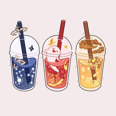 ruruka 🍁 on Instagram: “saves and shares are really appreciated 🤍 genshin drinks category: adepti 👹❄️ which one is your fave? swipe for more series of genshin…” Pink Sparkle Aesthetic, Sparkle Aesthetic, Cute Food Drawings, Cute Food Art, Like Art, Pop Art Wallpaper, Cute Doodles Drawings, Cute Doodle Art, Pink Sparkle