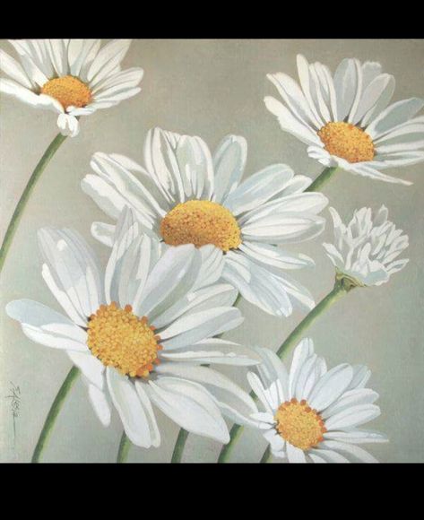 Dasie Flowers Painting, Daisy Flower Acrylic Painting, Art Paint Party, Lotus Flower Painting, Whimsical Art Paintings, Garden Mural, Beach Art Painting, Folk Art Flowers, Daisy Painting