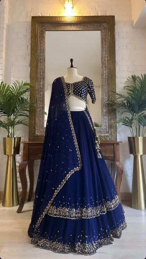 Add some sparkle to your wardrobe with these stunning Pakistani Designer Heavy Indian Lengha Lehenga Choli! Available in beautiful blue color, stitched up to size S,XL(44 inches), made with heavy georgette material. Perfect for weddings and parties. Get your hands on this ethnic wear now! #PakistaniDesigner #LehengaCholi #WeddingWear #EthnicFashion #BridalFashion #eBay #eBayStore #eBaySeller #Lengha #Blue #India #HeavyGeorgette #Doesnotapply #Women #BridalFashion https://www.ebay.com/itm/29... Lengha Wedding, Indian Wedding Bridesmaids, Indian Lengha, Red Lehenga Choli, Simple Lehenga, Desi Wedding Dresses, Lehenga Choli Wedding, Floral Lehenga, Lehenga Designs Simple