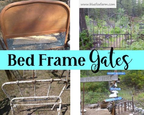 Make Bed Frame Gates out of old, or even not so old metal beds. Repurposed Iron Bed Frame, Old Bed Frame Garden Ideas, Iron Bed Frame Ideas Repurpose, Metal Bed Frame Ideas Repurpose, Recycle Bed Frame, Old Metal Bed Frame Ideas Garden, Repurposed Metal Bed Frame, Bed Frame Garden Gate, Antique Metal Bed Frame Repurposed