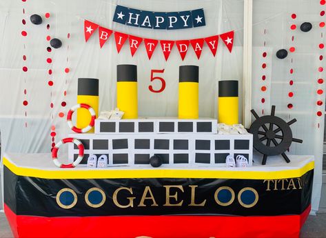 Fiesta Titanic Titanic Birthday Party For Kids, Titanic Prom, Titanic Birthday, Titanic Party, Johnny 5, Work Party, Birthday Backdrop, Bday Ideas, 7th Birthday