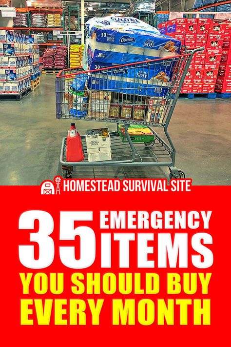 Are you prepared for an emergency? Emergencies can happen anytime and anywhere, but with the right items, you can make sure you stay safe during a crisis. In this article, we'll cover the 35 essential items you should buy every month to help keep you and your family safe. From medical supplies to food rations, these are the items you need in your emergency kit. Read on to find out what you should be stocking up on today! Prepper Medical Supplies, Stocking Up For Emergencies, Stocking Up On Food For Emergencies, Emergency Items For Home, How To Prepare For Ww3, Emergency Preparedness Gifts, Basic Prepping Supplies, Preparing For Emergencies, Best Foods To Stockpile For An Emergency