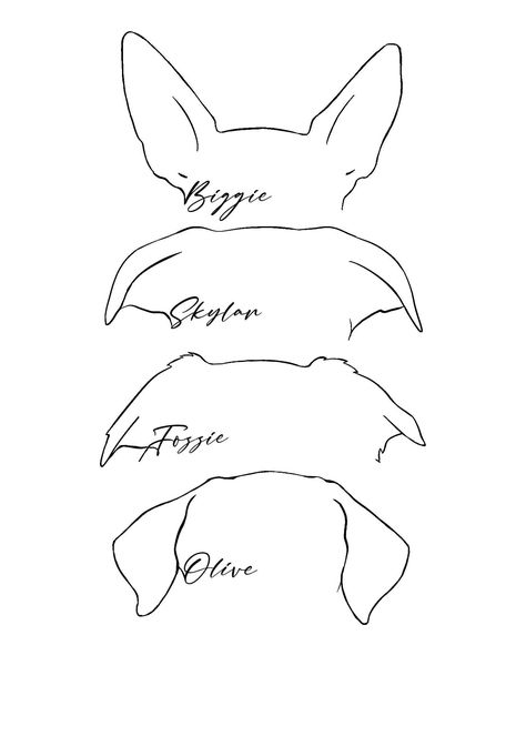 Dog Ear Outline, Line Drawing Portrait, Tatoo Dog, Ear Outline, Pet Memorial Tattoo, Dog Memorial Tattoos, Dog Outline, Remembrance Tattoos, Dog Sketch