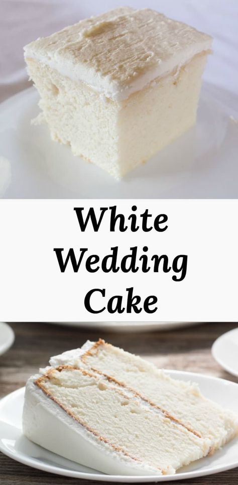 White Wedding Cake - Delicious white cake with white buttercream icing. Tastes like an old-fashioned white wedding cake. Perfect recipe for those who want to make their own cakes! #recipes White Wedding Cake Recipe, White Buttercream, White Cake Recipe, White Cakes, Wedding Cake Recipe, Wedding Cake Flavors, Cake Recipes From Scratch, Vanilla Cake Recipe, Buttercream Icing