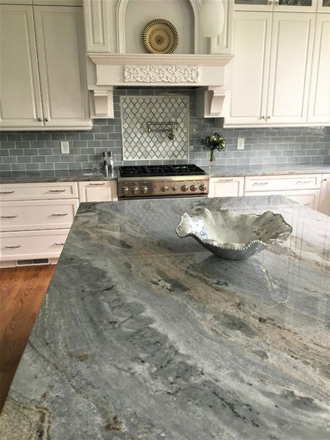 Cabinet And Countertop Ideas, Quartzite Countertops Kitchen, Quartzite Kitchen Countertops, Blue Granite Countertops, Blue Quartzite, Countertop Ideas, Beach Kitchens, Blue Granite, Quartz Kitchen Countertops