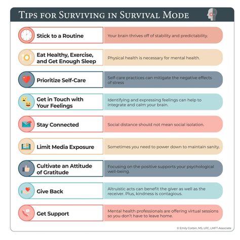 How to Survive in Survival Mode - Bayou Brief How To Get Out Of Survival Mode, Brain Surgeon, Get Enough Sleep, Mental Health Activities, Health Activities, Counseling Psychology, Psychological Well Being, How To Express Feelings, Healthy Exercise