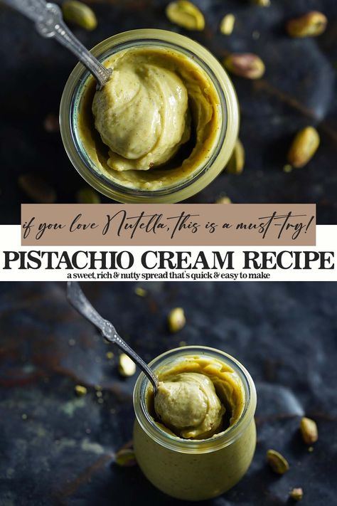 Candied Pistachios Recipe, Pistachio Spread Recipe, Pistachio Whipped Cream, Healthy Pistachio Recipes, Pistachio Cream Sauce, Pistachio Cream Filling, Pistachio Spread Uses, Pistachio Cream Dessert, Diy Pistachio Cream