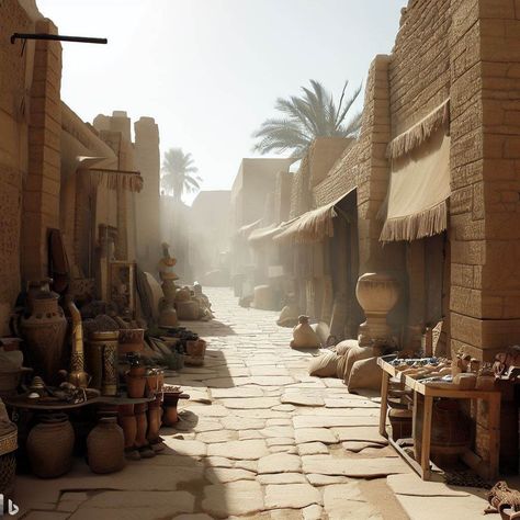 Ancient Egyptian Market Street Byzantine Architecture Interior, Ancient Marketplace, Egyptian Market, Ancient Egypt Map, Desert Kingdom, Bible Background, Desert City, Egypt Map, Byzantine Architecture