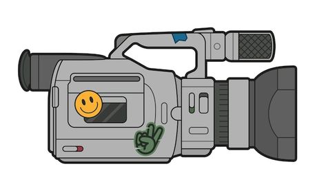 Camcorder Drawing, Video Camera Tattoo, Video Camera Illustration, Camera Illustration Design, Camera Illustration Art, Camera Character, 90s Stickers, Camera Illustration, Camera Cartoon