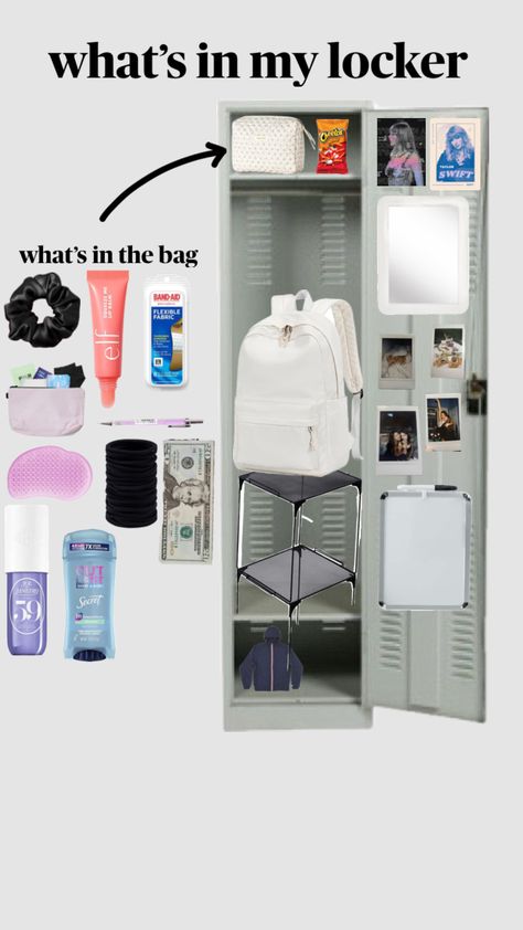 #locker#school Cute Decorated Lockers, Locker Inspo Aesthetic High School, Snacks For Locker, What To Put In Your Locker At School, Locker Inspo Aesthetic Middle School, Highschool Locker Ideas Aesthetic, Locker Essentials Highschool, Back To School Locker Ideas, Nurse Locker Organization