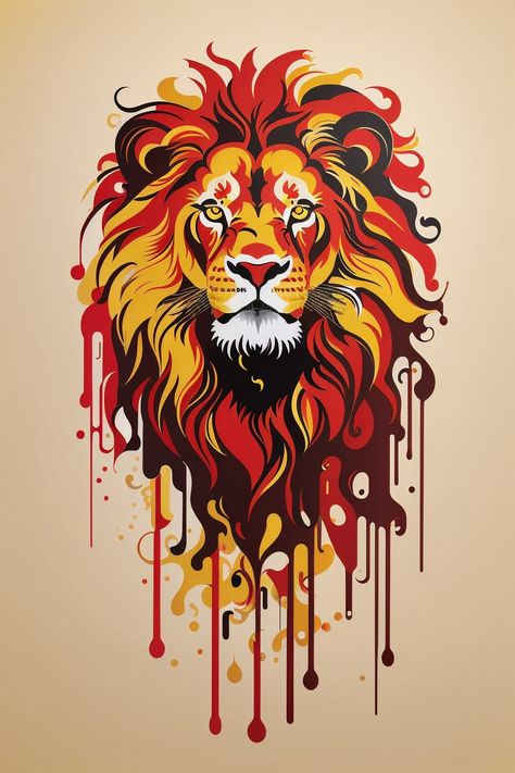 Lion Pictures Art, Lion Graffiti, Lion Mural, Paper Mache Animal Head, Abstract Lion, Paper Mache Animals, Cool Shirt Designs, Jungle Art, Photoshop Tutorial Design