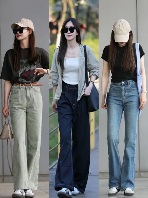 Boot Cut Jeans Outfit Casual, How To Style Boot Cut Jeans, Boot Cut Jeans Outfit, Jeans Outfit Korean, Kdrama Outfits, Bootcut Jeans Outfit, Fresh Aesthetic, Denim Looks, Cool Denim