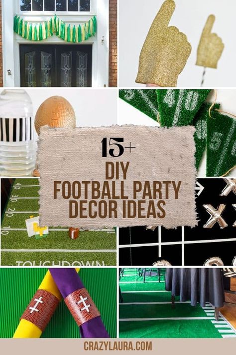 Bring the stadium to your living room! Discover unique DIY decor ideas to turn your football viewing party into a memorable event.#PartyDecor #AmericanFootball #SuperBowl Football Centerpiece Ideas Diy, Football Party Decorations Diy, Football Decorations Diy, Boys Football Party, Diy Football Party, Tailgate Party Decorations, Football Viewing Party, Football Centerpieces, Football Tailgate Party