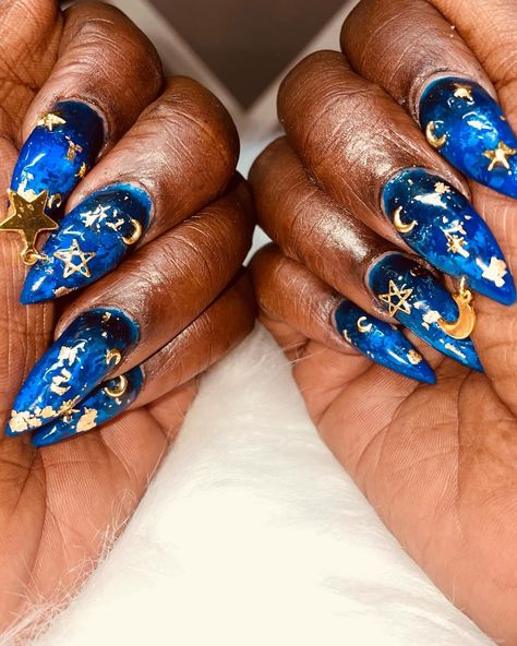 Starry night #naesnails2024 #aznailtech #nailart Day And Night Nails, Night Nails, Night Under The Stars, Star Nails, Under The Stars, Day And Night, Starry Night, Nail Art, Stars