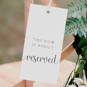 Elevate the elegance of your wedding ceremony with the reserved seat sign template. Perfect for designating special seating for your beloved family members, this modern wedding sign adds a touch of sophistication to your big day. Upgrade your wedding decor with this chic and practical addition that will impress guests and streamline your event. Diy Reserved Wedding Signs, Wedding Ceremony Reserved Seating Signs, Reserved Wedding Signs For Deceased, Reserved Wedding Signs, Wedding Pews, Reserved Seating, Church Wedding Decorations, Ceremony Seating, Reserved Signs