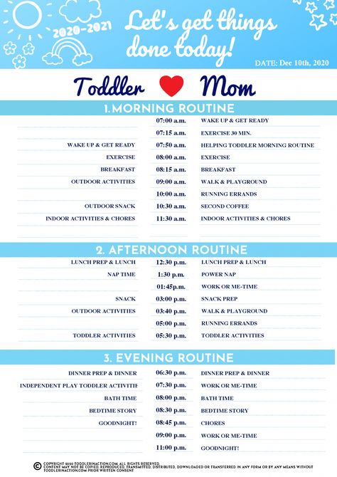 Daily Schedule For Moms, Schedule Daily Routines, Toddler Morning Routine, Sahm Schedule, Daily Schedule Kids, Working Mom Schedule, Toddler Routine, Daily Routine Chart, Daily Routine Schedule