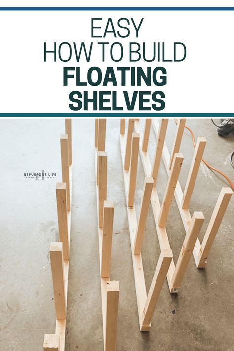 Learn how to build DIY floating shelves through this easy tutorial. Great addition to a family room; fireplace space; kitchen and bathroom Build Floating Shelves Diy, Diy Shelving Storage, Diy Wall Storage Shelves, Living Room Storage Fireplace, Diy Sturdy Shelves, Build A Wall Shelf, Diy Easy Floating Shelves, Floating Shelf Plans Living Room, Floating Shelves Beside Fireplace Ideas