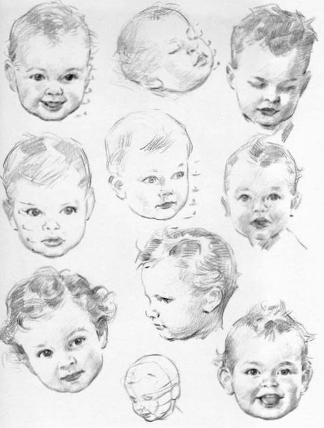 drawing the baby and toddler head in the correct proportions Baby Face Drawing, Portrait Au Crayon, Toddler Drawing, Baby Sketch, Drawing Course, Drawing Heads, Human Drawing, Baby Faces, Baby Drawing