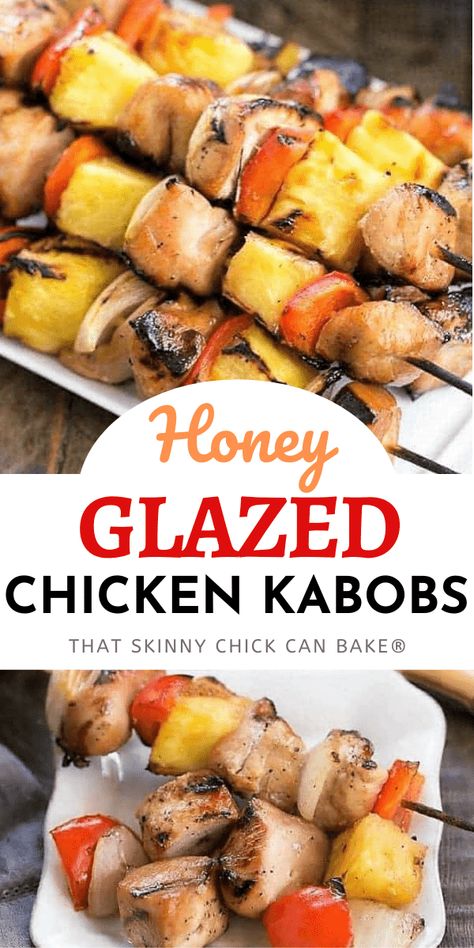 Chicken Shish Kabobs, Honey Baked Chicken, Grilled Dinner Recipes, Chicken Kabob Recipes, Grilled Chicken Kabobs, Chicken Wing Recipes Baked, Honey Glazed Chicken, Chicken Skewer Recipe, Chicke Recipes