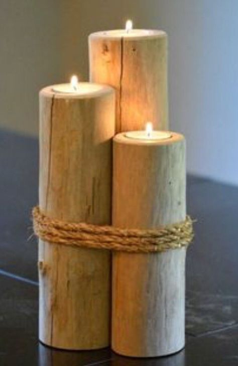 Log candles Rustic Candle Holders Diy, Rustic Candles Diy, Candle Designs, Woodworking Design, Furniture Woodworking, Rustic Candle, Inside Decor, Deco Nature, Rustic Candle Holders