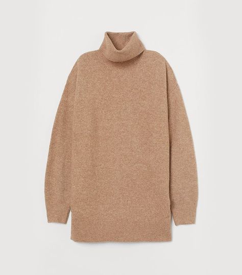 H&M Oversized Turtleneck Sweater Beige Pullover, Oversize Pullover, Chic Winter Outfits, Simple Sweaters, Oversized Turtleneck Sweater, Oversized Turtleneck, Oversize Fashion, Ribbed Turtleneck, Oversized Pullover