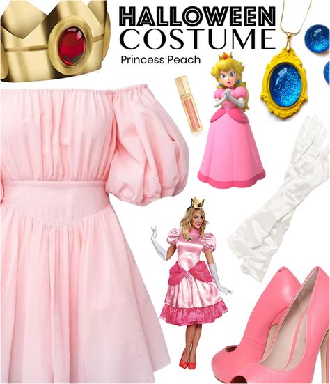 princess peach Outfit | ShopLook Princess Peach Clothes, Princess Peach Aesthetic Outfit, Princess Peach Disneybound, Princess Peach Shoes, Princess Peach Outfit Ideas, Mario Inspired Outfits, Princess Peach Inspired Outfit, Princess Peach Outfits, Princess Peach Outfit