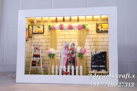 Product Personalised Miniatures box Frame ✨️💖 -17 Designs Fixed -Only Photo's Coustmised -Size 9x12 Inches -Wooden Material -Led's Including #minaturesbox #miniature #frame #shadowboxing #shadowbox #framebyframe Wedding Shadow Box, Box Frames, Shadow Box, Miniatures, Frame, Gifts, Quick Saves, Design