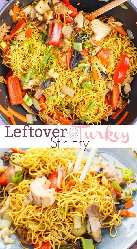 Leftover Turkey Stir Fry | Thanksgiving is all about food! Don't let that turkey go to waste! While soup is fantastic, sometimes you want a fast and easy recipe that uses up extra ingredients. This leftover turkey stir fry is packed full of white and dark meat turkey and is a great meal prep lunch! #turkey #leftovers #Thanksgiving Turkey Stir Fry Recipes, Turkey Stir Fry, Turkey Leftovers, Meal Prep Lunch, All About Food, Prep Lunch, Cooking Bacon, Leftover Turkey Recipes, Fry Recipes