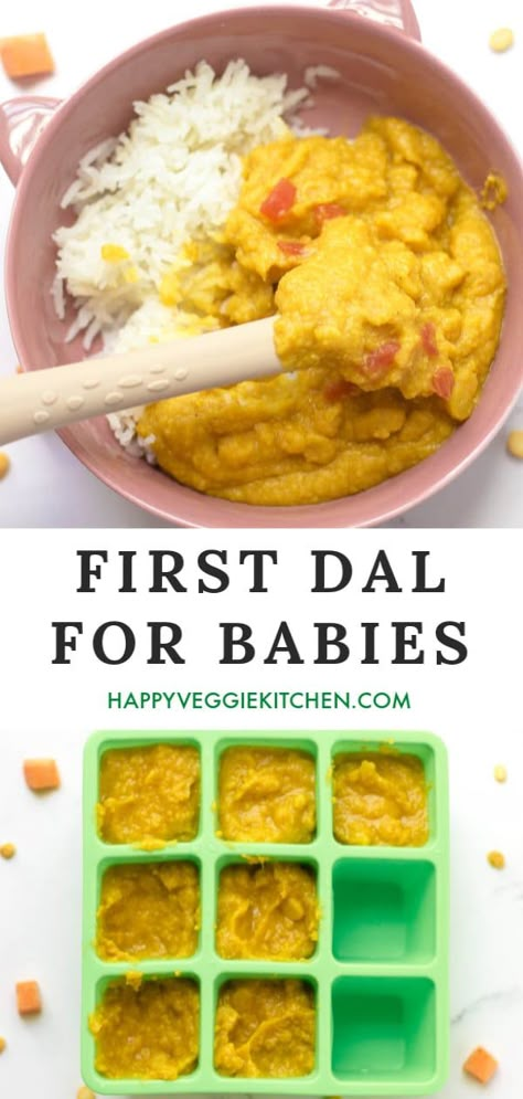 Peanut Butter Baby Food, Simple Dal Recipe, 6 Months Baby Food, Dahl Recipe, Dhal Recipe, 6 Month Baby Food, Yellow Lentils, Sweet Potato Curry, Baby Led Weaning Recipes