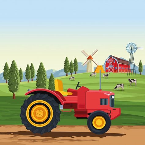 Tractor Background, Free Green Screen Backgrounds, Farm Cartoon, Nature Cartoon, Farm Animal Cakes, Farm Land, City Background, Mini Farm, Farm Trucks