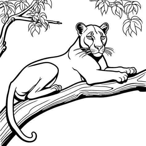 Panther On Tree, Panther Coloring Pages, Beautiful Locations Nature, Tree Branch, Coloring Book Pages, Colouring Pages, African Art, Art Techniques, Wood Burning