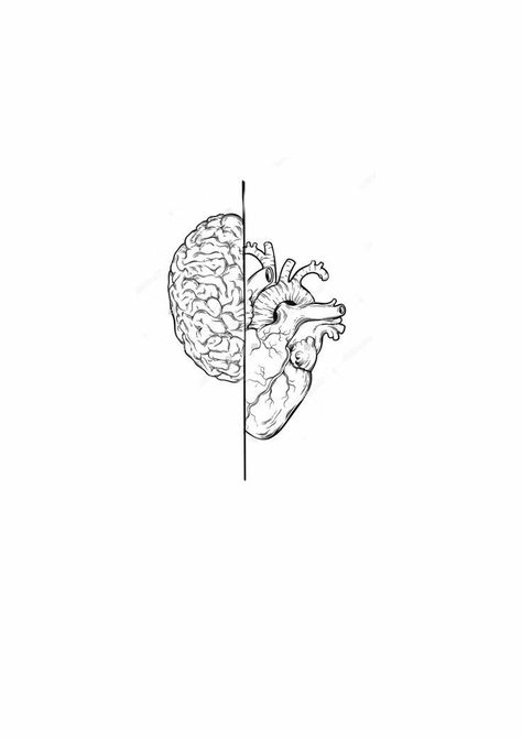 Neurosurgeon Tattoo, Tattoo Inspiration Men Chest, Head Vs Heart Tattoo, Half A Heart Tattoo, Physical Therapy Tattoo, Tattoo Ideas 2024, Atomically Heart Tattoo, Molecules Tattoo, I Think I Feel Tattoo