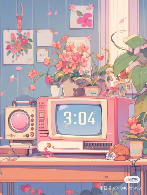 Lo Fi Wallpaper Desktop, Study Table Wallpaper, Pink Lofi Aesthetic, Kawaii Illustration Art, Aesthetic Wallpaper Pink, 동화 삽화, 1 Aesthetic, Wallpaper Pink, Kawaii Aesthetic