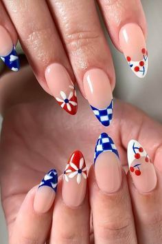 Patriotic Nails Design, America Nails, Patriotic Nails, Usa Nails, Fourth Of July Nails, 4th Of July Nails, Simple Gel Nails, Summery Nails, July Nails