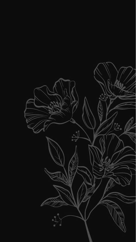 Designs With Black Background, Floral Painting On Black Background, Black Book Cover Aesthetic, Floral Grunge Aesthetic, Black Background Painting Aesthetic, Flowers Aesthetic Black And White, Aethestic Wallpaper Dark, Dark Minimalist Wallpaper Iphone, Black Floral Wallpaper Iphone